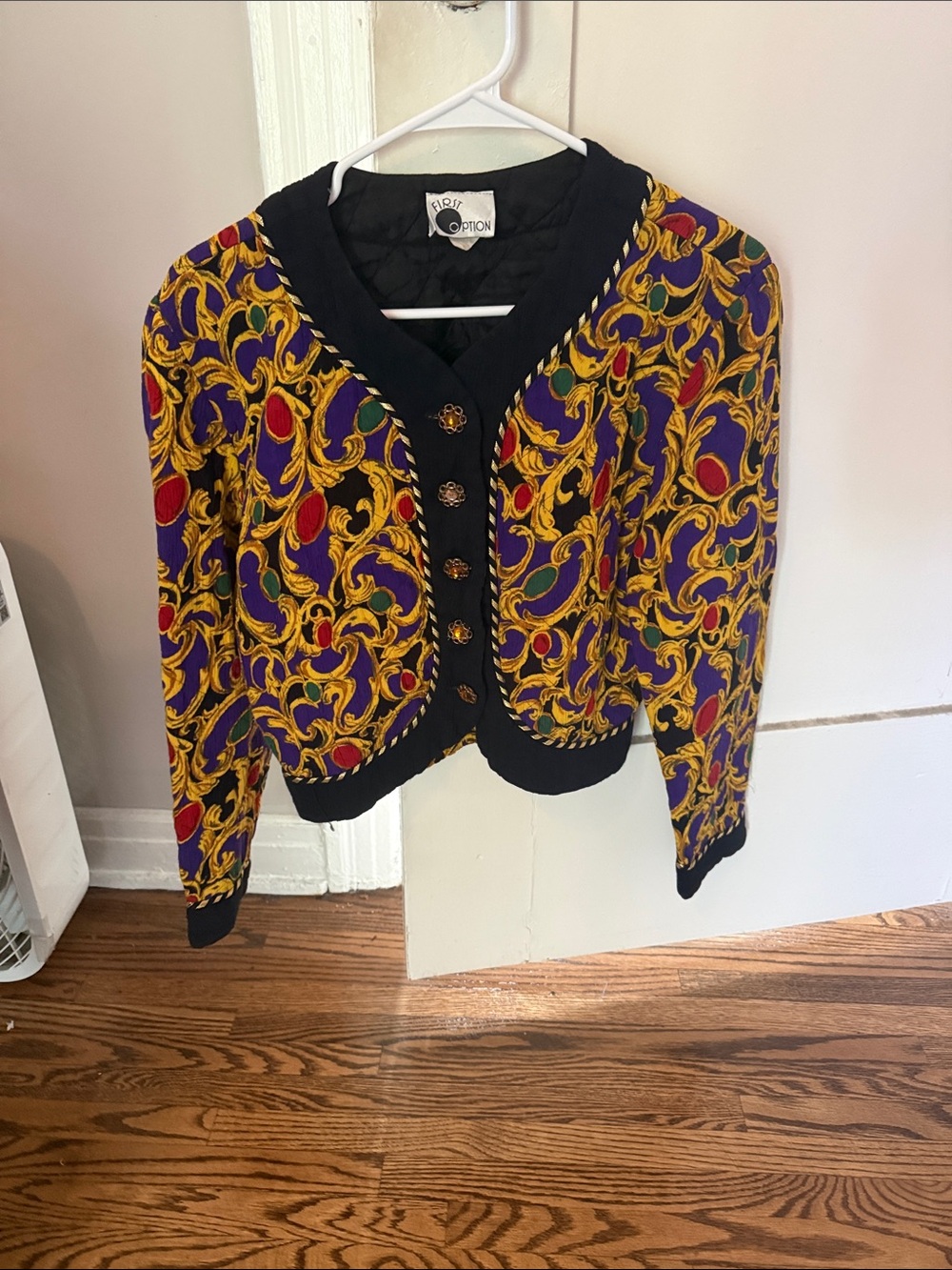 Bold Baroque Print bolero with Gold Buttons